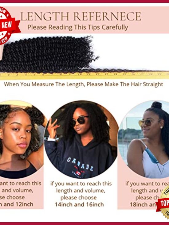 20 Inch Human Hair Clip-In Extensions, Afro Kinky Curly 120g main image 6